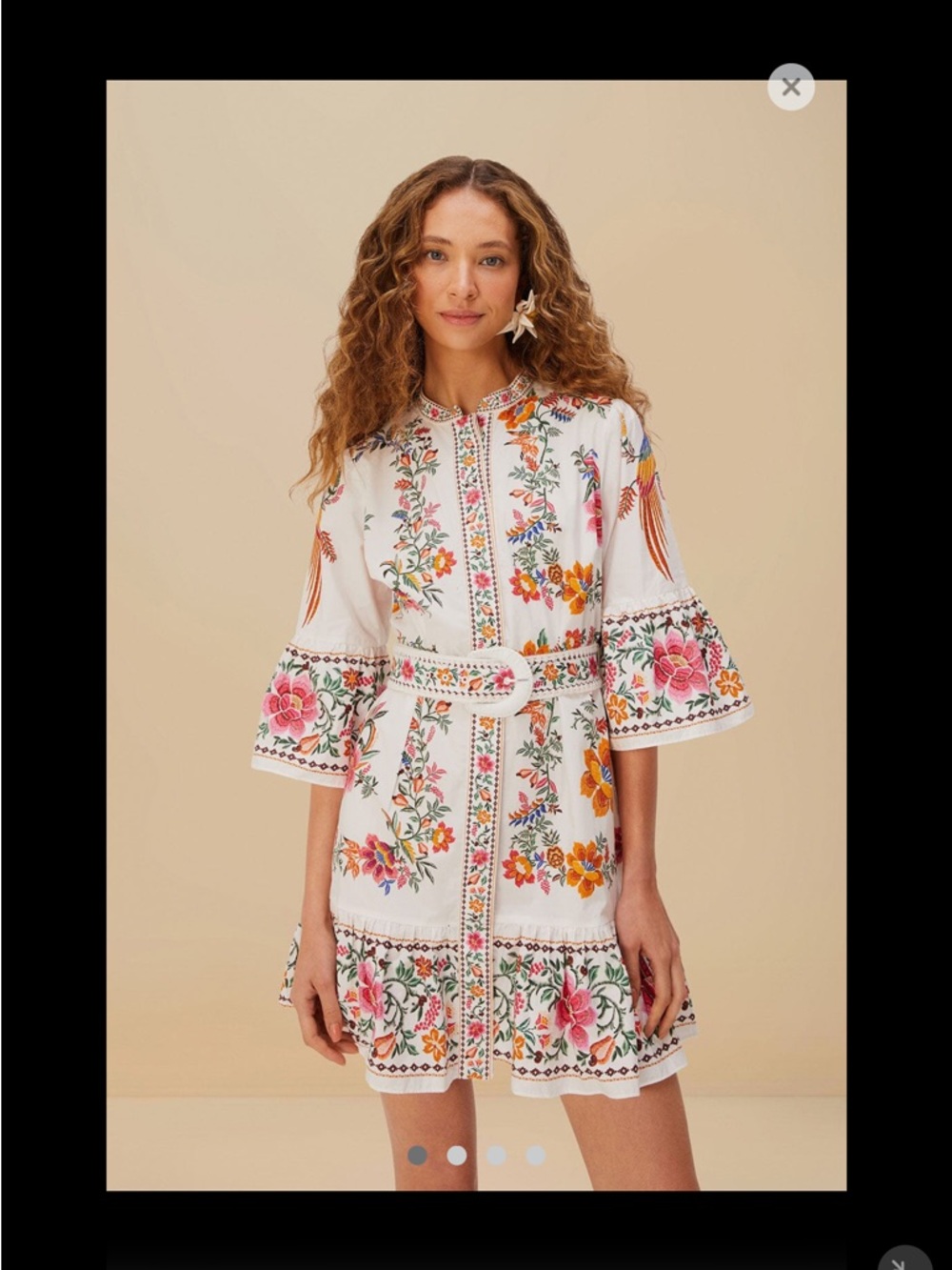 NWT Farm Rio Off-White Delicate Forest Scarves Mini Dress - Size Medium